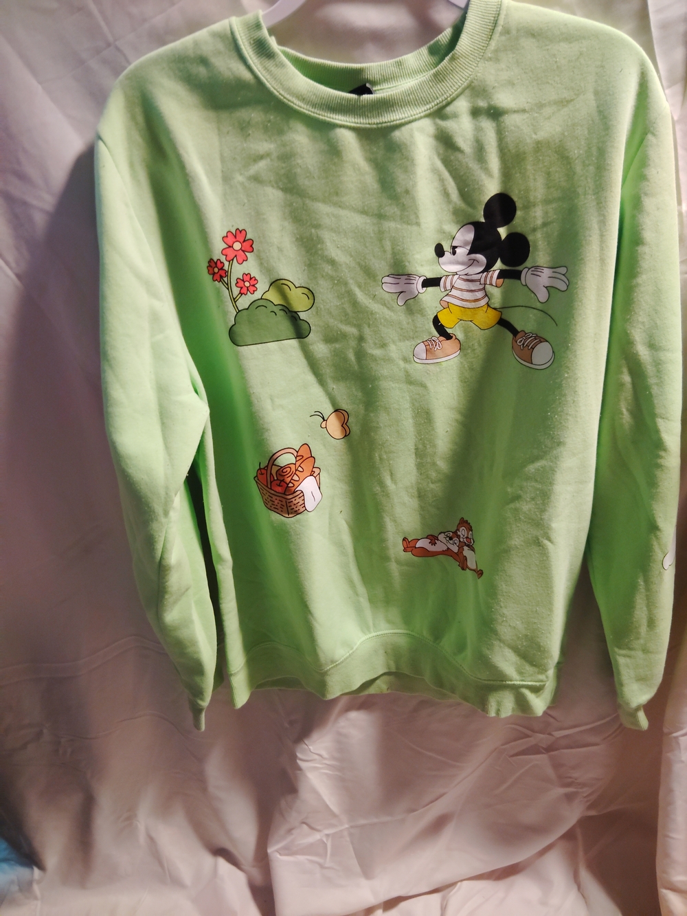 Disney Light Green Mickey Picnic Graphic Sweatshirt